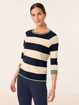 GERRY WEBER Damski Sweter z rękawem 3/4 60cm Okrągły, Multicolor W paski