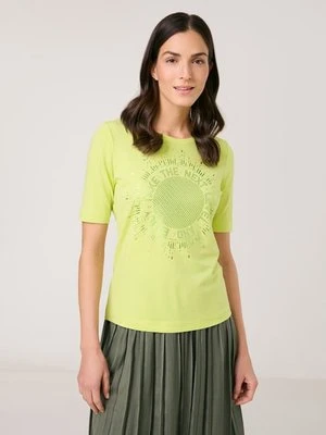 GERRY WEBER Damski T-shirt z nadrukiem z przodu 62cm Półrękawek Okrągły, Zielony Jednokolorowy