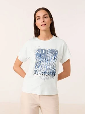 GERRY WEBER Damski T-shirt z obniżoną linią ramion 62cm krótkie Okrągły, Biały Jednokolorowy