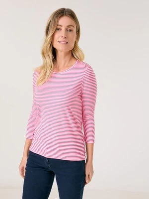 GERRY WEBER Damski T-shirt z rękawem 3/4 62cm Okrągły, Różowy W paski