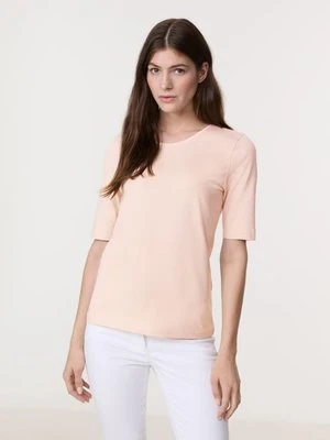 GERRY WEBER Damski T-shirt z satynowym obszyciem 64cm Półrękawek Okrągły, Różowy Jednokolorowy