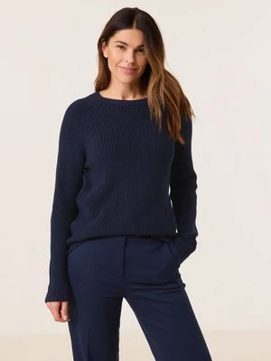 GERRY WEBER Damski Zrównoważony dzianinowy sweter 60cm długie Okrągły, Niebieski Jednokolorowy