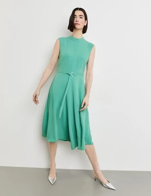 GERRY WEBER Damski Zwiewna sukienka z tasiemkami do wiązania Bez rękawów stójka Zielony Jednokolorowy
