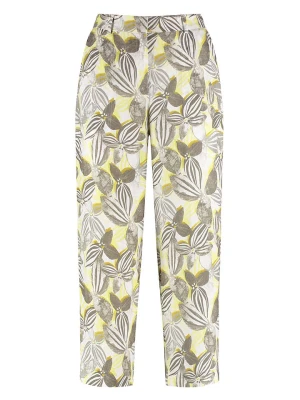 Gerry Weber Lniane spodnie w kolorze biało-szaro-żółtym rozmiar: 42