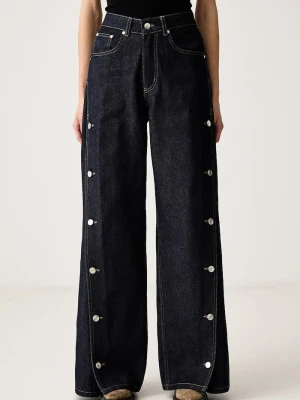 Gestuz jeansy wide leg damskie GZthenna granatowy