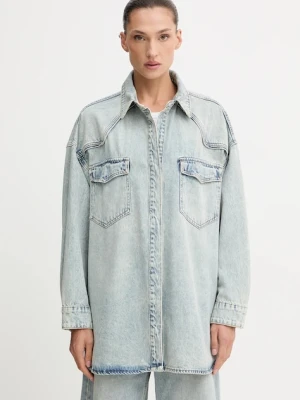 Gestuz koszula jeansowa damska kolor niebieski relaxed z kołnierzykiem klasycznym 10910164