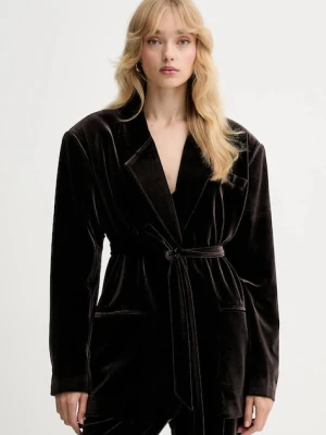 Gestuz marynarka welurowa kolor brązowy jednorzędowa gładka 10910717