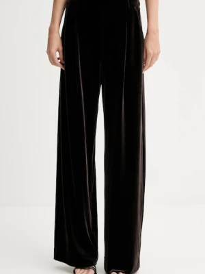 Gestuz spodnie welurowe damskie kolor brązowy szerokie high waist 10910718