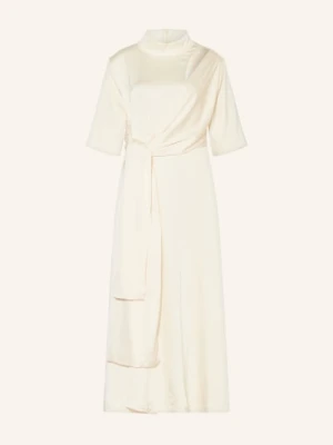Gestuz Sukienka Satynowa Harpergz Z Wycięciem I Rękawami 3/4 weiss
