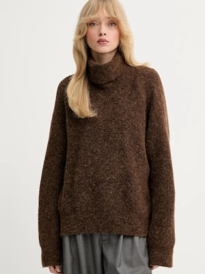 Gestuz sweter damski kolor brązowy z golfem 10909446