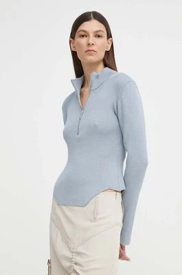 Gestuz sweter damski kolor niebieski z półgolfem 10908356
