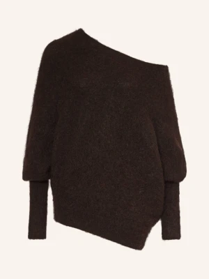 Gestuz Sweter Na Jedno Ramię Gzdebbie Z Moheru braun CIEMNOBRĄZOWY