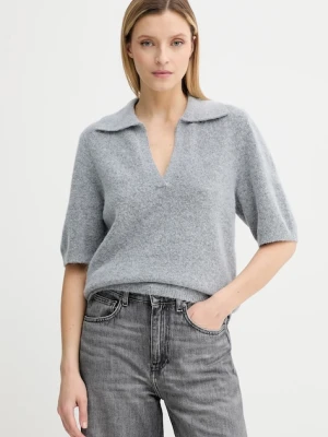 Gestuz sweter wełniany damski kolor szary lekki 10910035