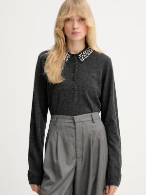 Gestuz sweter wełniany damski kolor szary lekki 10910778