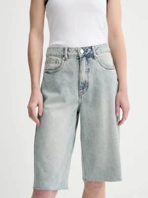 Gestuz szorty jeansowe damskie kolor niebieski gładkie high waist 10910165