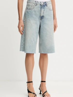 Gestuz szorty jeansowe damskie kolor niebieski gładkie high waist 10910165
