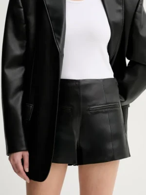 Gestuz szorty skórzane damskie kolor czarny gładkie high waist 10909942
