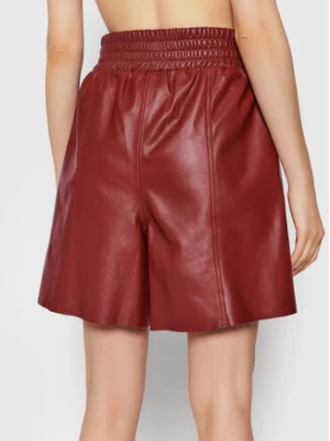 Gestuz Szorty skórzane Liljagz 10905351 Bordowy Relaxed Fit