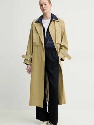 Gestuz trencz damski kolor zielony przejściowy oversize 10910076