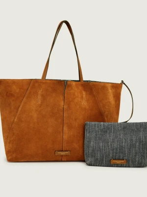 GIANNI CHIARINI Dwustronna shopperka + saszetka MAYA | zamsz