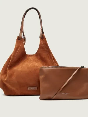 GIANNI CHIARINI Shopperka + saszetka DUA | zamsz