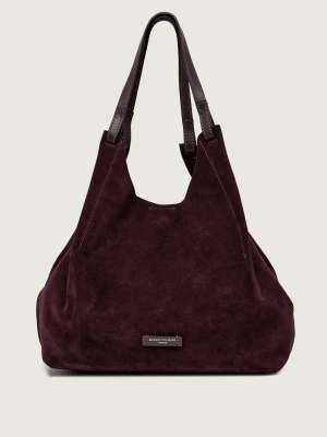 GIANNI CHIARINI Shopperka + saszetka Dua | zamsz bordowy