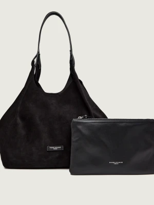 GIANNI CHIARINI Shopperka + saszetka Dua | zamsz czarny