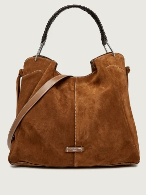 GIANNI CHIARINI Shopperka + saszetka Era | zamsz camel