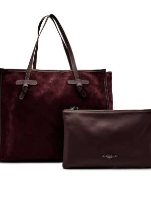 GIANNI CHIARINI Shopperka + saszetka MARCELLA | zamsz bordowy