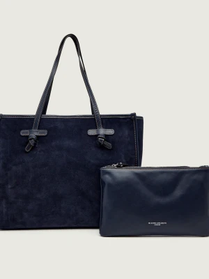 GIANNI CHIARINI Shopperka + saszetka Marcella | zamsz granatowy