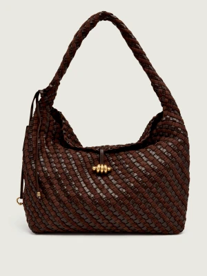 GIANNI CHIARINI Skórzana shopperka Aurelie | zamsz brązowy