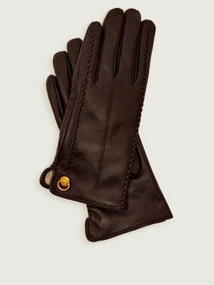 GIANNI CHIARINI Skórzane rękawiczki | z dodatkiem wełny brązowy