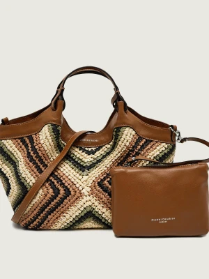 GIANNI CHIARINI Torebka na ramię + saszetka Dua | z dodatkiem skóry brązowy