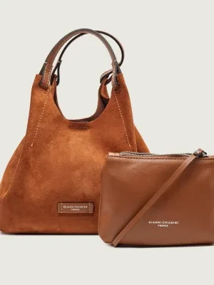 GIANNI CHIARINI Torebka na ramię + saszetka DUA | zamsz