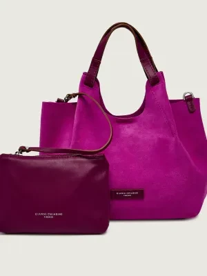 GIANNI CHIARINI Torebka na ramię + saszetka DUA | zamsz