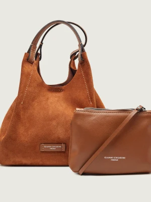 GIANNI CHIARINI Torebka na ramię + saszetka DUA | zamsz