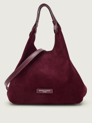 GIANNI CHIARINI Torebka na ramię + saszetka Dua | zamsz bordowy