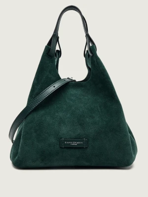 GIANNI CHIARINI Torebka na ramię + saszetka Dua | zamsz butelkowa zieleń
