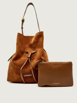 GIANNI CHIARINI Torebka na ramię + saszetka SIENNA | zamsz camel