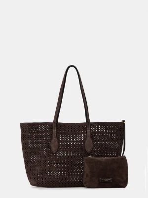 Gianni Chiarini torebka shopper damska zamszowa MASHUP brązowy