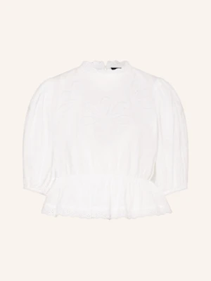 Gina Tricot Bluzka Z Dziurkowaną Koronką weiss