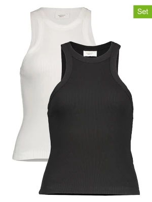 Gina Tricot Topy (2 szt.) w kolorze białym i czarnym rozmiar: XS