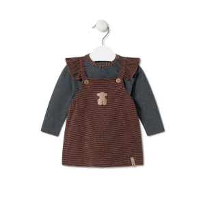 GirlS Stripy And Plain Outfit In Black Orange - Tous