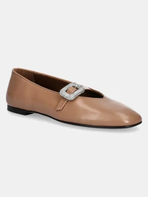 Giuseppe Zanotti baleriny skórzane Amanda kolor beżowy E560012.002