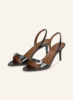 Giuseppe Zanotti Design Lakierowane Sandały Z Kamieniami Ozdobnymi schwarz