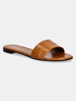 Giuseppe Zanotti klapki skórzane Baddy damskie kolor brązowy E500060.004