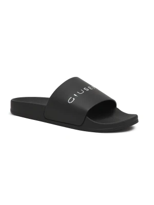 Giuseppe Zanotti Skórzane klapki SLOGAN czarny