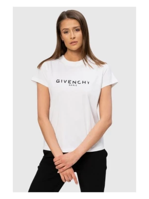 GIVENCHY Biały t-shirt damski z czarnym logo vintage, Rozmiar L