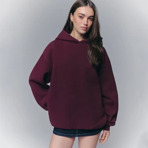 Gładka bluza z kapturem oversize bordowa House