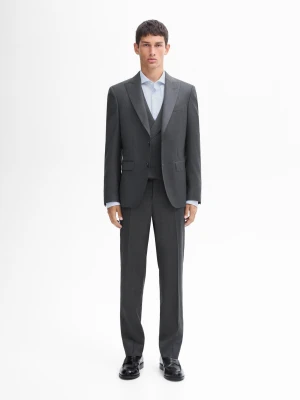 Gładka Kamizelka Od Garnituru Ze 100% Wełny - Szary - - Massimo Dutti - Mężczyzna